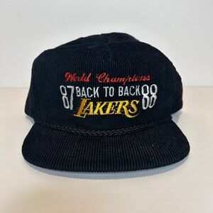 Ama Pro Los Angeles Lakers 1987-1988 World Champions Corduroy Snapback Hat Black